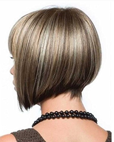 Tsnomore Kurz Glatt Mix Farbe Mode Volle Bang Bob Frauen Perücke - 3