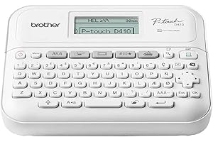 ‎BROTHER Brother PT-D410VP Beschriftungsgerät für Homeoffice und Büro (für 3, 5 bis 18 mm breite TZE-Schriftbänder, bis zu 20 mm/Sek. Druckgeschwindigkeit), inkl. Transportkoffer, weiß