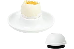 Thiru Premium Coquetiers Blancs avec Pointe d'œuf - Set de 6 - Empilable avec Support - Idea pour Toutes Les Tailles d'œufs - Made in Germany