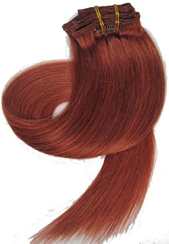 Queen Wig 22" Straight Clip in Remy Human Hair Extensions 7pcs 70g 30# Light Auburn