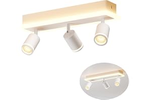 LVWIT Faretti Orientabili da Soffitto 3 Luce Moderna, Faretti da Parete Interno GU10 Bianco-Rettangoli, Faretti LED Soffitto per Barra Cameretta Cucina, Acrilico e Alluminio (Senza Lampadina)