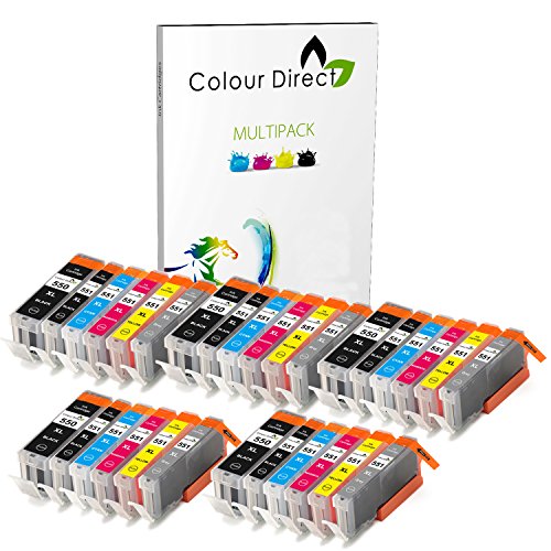 30 XL Colour Direct Compatible Cartouches d encre Remplacement Pour Canon CLI-551XL   PGI-550XL Canon Pixma MG5450 MG5550 MG5650 MG6350 MG6450 MG6600 MG6650 MX925 MX725 MG7150 MG7550 iP7250 iP7200 iP8750 iX6850 Imprimantes - 5 x Gros Noir 5 x Petit Noir 5 X Cyan 5 x Magenta 5 x Jaune 5 x Gris