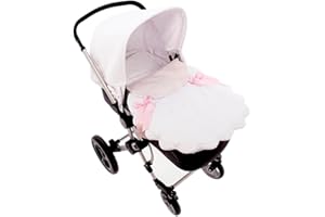 Saco para Capazo Rosy Fuentes - Saco para Bebé Universal - Saco tres usos - Funda para capazo de bebé-Reversible-blanco rosa