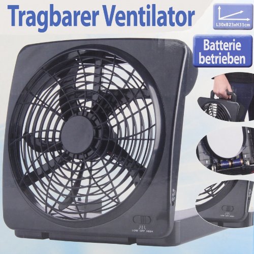 Ventilator tragbar batteriebetrieben klappbar schwarz 30 cm