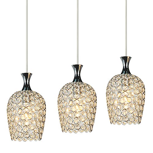 DINGGU - Lámpara colgante de cristal (3 luces) para cocina isla y comedor