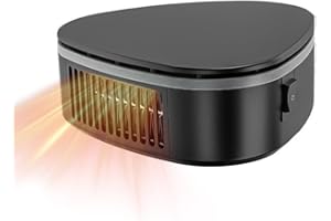 DAJASD Chauffage de Voiture, 12 V 120 W Chauffage Soufflant de Voiture, 2 en 1 Chauffage Voiture Pivotant à 360°avec Base Rotative, Allume Cigare pour Toutes Les Voitures (Noir)