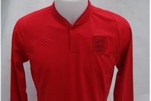 UMBRO Official England Unsponsored - Vermillion - Red Long Sleeve Football Shirt 44"