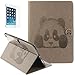 Produktbild Apple ipad Pro 9.7(2016)Neu Design Hülle mit Panzerglas,ISENPENK Original Flip Bookstyle samrt cover Wasserdicht Shockproof Anti Slip Protection Stoßfest Leather Case mit Standfunktion,3D Panda Muster Pattern Wallet Case mit Intern Karte Schlitz,Outdoor Stoßdämpfend Smart Case Sleep/Wake Funktion Luxus Wallet Tasche Schutzhülle Leathertasche für Apple ipad Pro 9.7(2016) 9.7Zoll[grau]+Panzerglas/Schutzfoile/Scutzglas