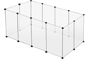 EUGAD Parc Enclos, Enclos Lapin en Plastique, Enclo Lapins Interieur, Parc pour Cochon d'Inde 200x100x70cm,Modulable Cage pour Cochon d’Inde, Lapin, Hérisson, Petits Animaux, Blanc