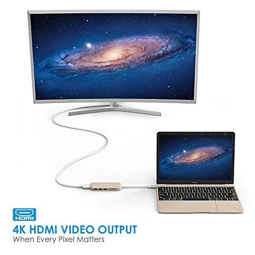 HooToo USB-C Hub mit drei USB 3.1 Gen 1 Anschlüssen, HDMI-Anschluss, SD-Kartenleser (Stromversorgung für USB-C Aufladung, Plug und Play, Aluminiumlegierung) für neues Macbook und Chromebook Pixel, Gold - 4