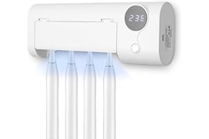 Zaxiva Soporte Cepillo de Dientes Eléctrico, Esterilizador Cepillo Dientes UV, Soporte Cepillo de Dientes Pared, Desinfectante Cepillo Dientes, Inalámbrico y Recargable USB, Organizador Baño sin
