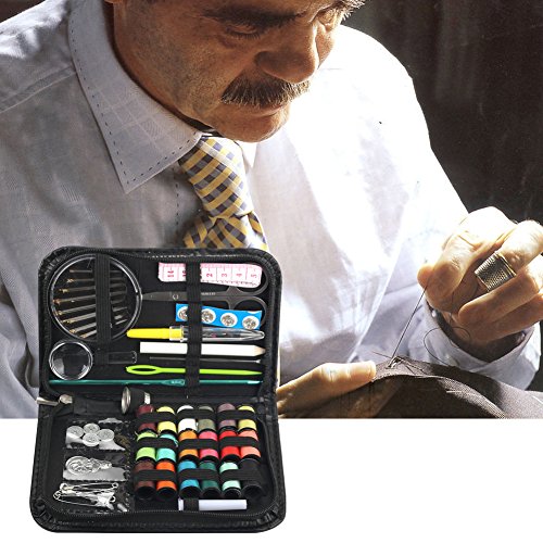 Aidonger Nähset Nähzubehör Nähmaschinengarn mit Schwarzer Ledertasche für Zuhause, Reise und Notfall (Schwarz) - 9