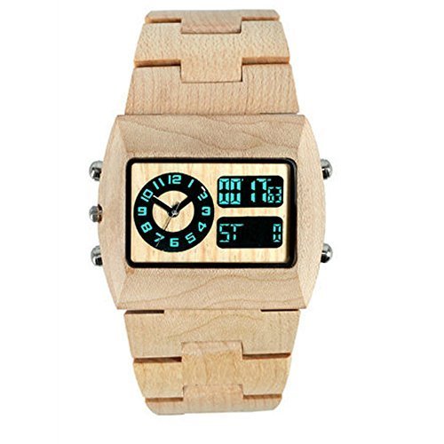 OrrOrr Vintage Digital Analog Holzuhr aus Wood Herrenuhr Damenuhr Armbanduhr LED Datum Sportuhr Geschenk beige OrrOrr Vintage Digital Analog Holzuhr aus Wood Herrenuhr Damenuhr Armbanduhr LED Datum Sportuhr Geschenk beige