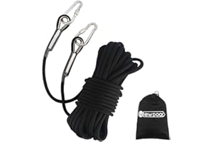 NewDoar 18KN Corde d'escalade Statique 10 mm (3/8 po) Cordon Accessoire Équipement 10m, 20m, 30m, 50m Corde d'évacuation Équipement d'escalade sur Glace Corde de Sauvetage Incendie-Noir/20 m