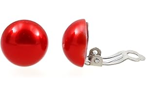 IDIN JEWELLERY Red flat back pearl-style clip on earrings