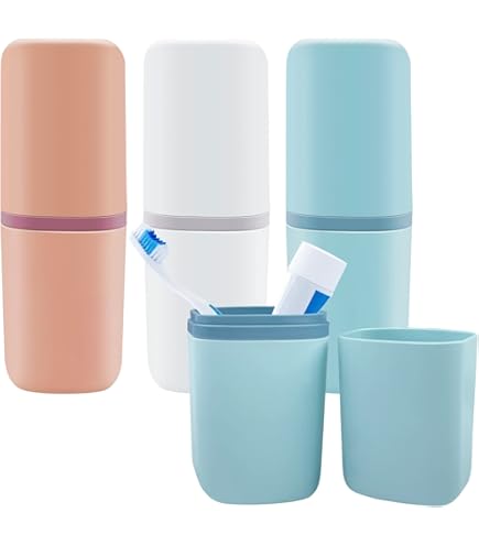 Portaspazzolino Da Viaggio - Set Di 4 Astucci Igienici Con Fori Di Drenaggio Per Famiglia - Foto 7