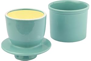 MYGRTFAM Ceramic Butter Crock with Water Line, Butter Keeper for Soft Butter, French Butter Dish with Lid, Housewarming Gift (Mint Green, 6 oz)