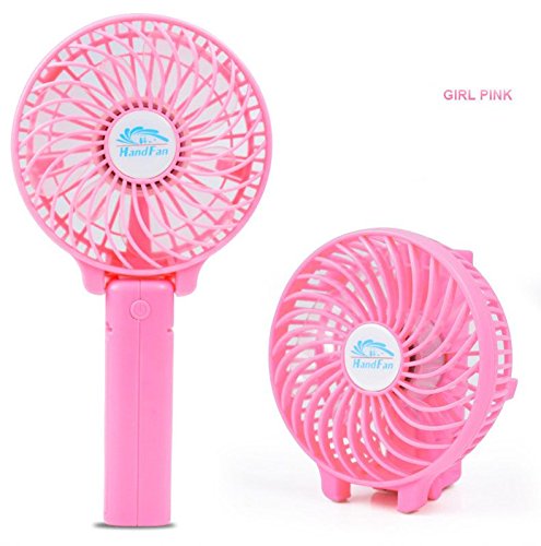 EJBOTH Mini USB Handheld Ventilator, Tragbarer Ventilatoren Tischventilatoren Fan Akku Faltbarer Mit Hängen und Metall Clip für Laptop Computer Desktop Zimmer Büro Outdoor Reisen Etc [Rosa]