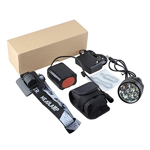 AIGUOZER® 7 LED 9800Lumen aufladbare Fahrradlicht Schweinwerfer mit 8800mAh Batterie Frontlichter Kopfleuchte Helmlampe Doppelzweck Standlicht Kopflichter Fahrradlampe vorne wasserdicht Kopflampe - 3