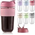 KELVEE Reusable Glass Tumbler with Airtight Lid and Straw Pack of 1, 400ml Travel Coffee Sipper Mug for Juice Cocktail Iced Tea Smoothie Hot Cold Drink Cup Home & Office (Shake)