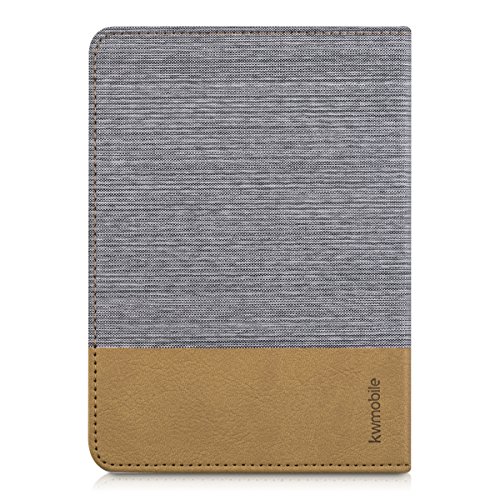 kwmobile Hülle für Tolino Shine 2 HD – Flipcover Case eReader Schutzhülle – Bookstyle Klapphülle Hellgrau Braun - 3