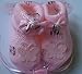 Baby Girls Pink Butterfly Fancy Bow Knitted Booties- In Gift Bag- 0-3 Months
