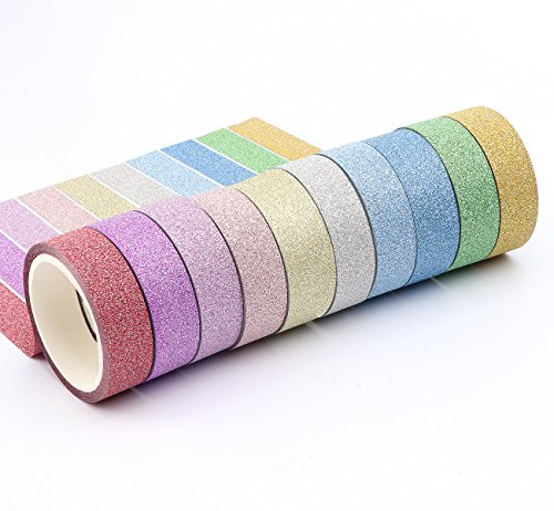ilauke 10x Dekorative Regenbogen Klebeband Papier Washi Dekoband Masking Maskierung DIY Tape Sticky Kleber Scrapbooking - 2