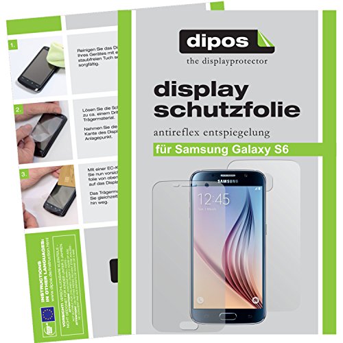 dipos Samsung Galaxy S6 Schutzfolie (6 Stück – je 3 für die Vorder- und Rückseite) – Antireflex Premium Folie matt - 2