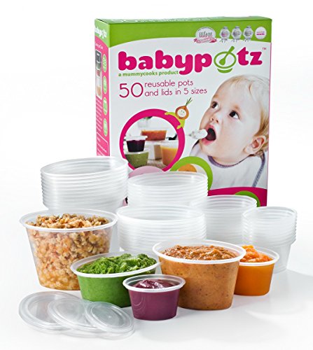 Babypotz - 50 BPA Free Plastic Reusable Containers for Freezing Baby Food / Weaning Pots