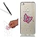 Produktbild Transparent Hülle für Huawei P8 Lite 2017,Glitzer Case Cover für Huawei P8 Lite 2017,Leeook Kreativ Niedlich Rosa Schmetterling Malerei Muster Entwurf Kristallklar Durchsichtig Schlank Ultradünne Bling Glänzend Funkeln Kratzfeste Stoßdämpfend Silikon Gel Schutzhülle Schutz Handy Hülle Tasche Etui Bumper für Huawei P8 Lite 2017 + 1 x Schwarz Eingabestift-Rosa Schmetterling