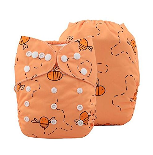 iZiv(TM) Newborn Organic Infant Waterproof/Adjustable/Reusable/Washable Pocket Cloth Diaper Fit Babies 0-3 Years(Bee)