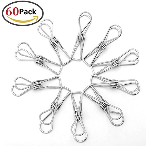 zesgood Edelstahl Lange Liste Wäschekorb Wäscheklammern, Set 60