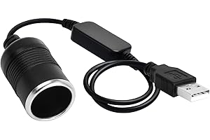 Dozylive Adaptador USB a Mechero Hembra, Cable convertidor de voltaje hembra, USB A macho a 12V Adaptador de Encendedor de Cigarrillos para grabadora de conducción perro electrónico Grabadora (30 cm)