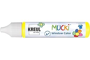KREUL 24403 - Mucki Window Color, gelb, 29 ml Pen, Fenstermalfarbe auf Wasserbasis, parabenfrei, glutenfrei, laktosefrei, vegan, leicht vermalbar, auswaschbar