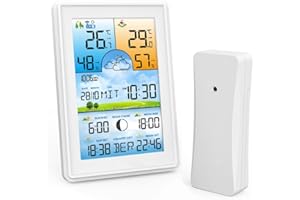 VONIVI Wetterstation Funk mit Außensensor Indoor Outdoor Thermometer Innen Außentemperatur und Luftfeuchtigkeit Wetterstation Funk mit Auß Sensor Wetterstation Funk mit Außensensor