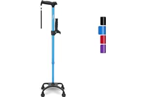 Healthbazaar Vierbeinstock, Verstellbarer Gehstock für Männer und Frauen mit 4-zackiger Basis und versetztem Griff, leicht, Gehstock für rechts- oder linkshändige Senioren und Erwachsene