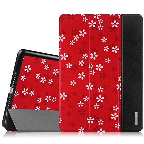 Fintie iPad Air 2 Hülle - Ultradünn Superleicht Smart Cover Schutzhülle Tasche Case mit Ständer und Auto Sleep / Wake Funktion für Apple iPad Air 2 (iPad 6 6th Generation), Fleur rouge
