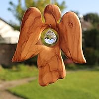 Fensterdeko | Engel aus Holz | Fenster Deko zum Aufhängen | Holzengel | Regenbogenkristall | Sonnenfänger | Engel Deko Weihnachten | Deko Engel