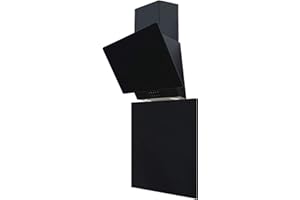SIA EAG61BL 60cm Black Angled Glass Cooker Hood And Toughened Glass Splashback