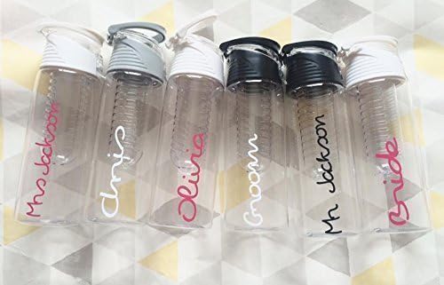 Love island style white water bottle personalised name in white , grey or black