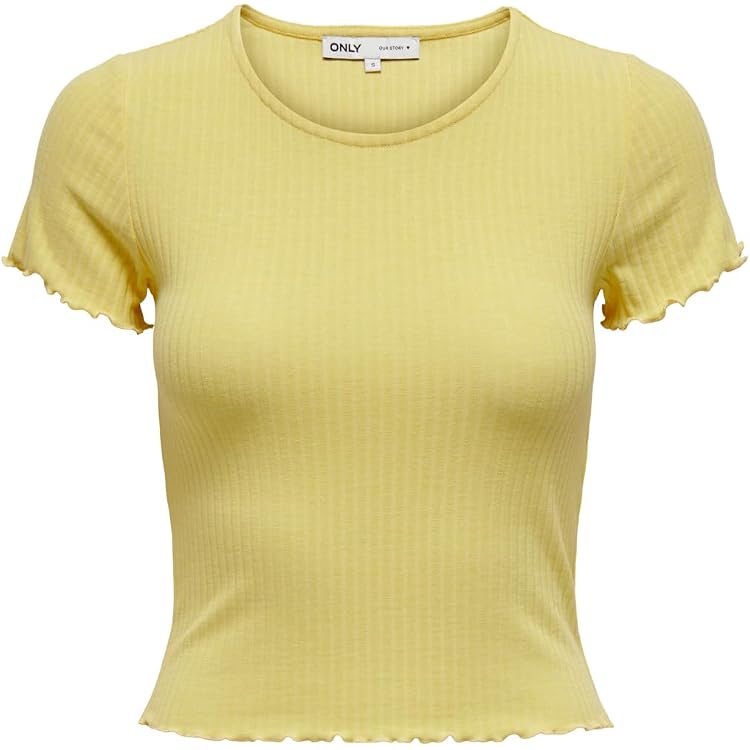 ONLY Onlelina T-Shirt Donna Girocollo A Maniche Corte Con Volant - Morbida E Vestibilità Regolare - 5