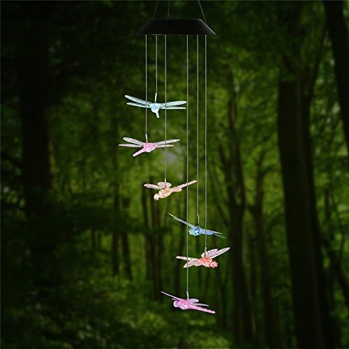 Multi Color Solar Powered Butterfly Wind Chime Mobile LED Light, Spiral Spinner Windchime Waterproof Portable Outdoor Chime for Patio, Deck, Yard, Garden, Home,Pathway