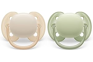 Philips Avent Smoczek Ultra Soft - 2x miękki i elastyczny smoczek dla dzieci w wieku 0–6 miesięcy bez bisfenolu A, z etui ze sterylizatorem (model SCF091/05)