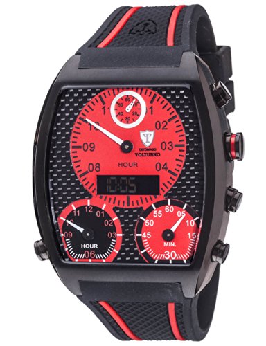 DETOMASO Herrenuhr Quarz Edelstahlgehuse Silikonarmband Mineralglas VOLTURNO XXL Digital/Analog Trend mehrfarbig/schwarz DT2057-B DETOMASO Herrenuhr Quarz Edelstahlgehuse Silikonarmband Mineralglas VOLTURNO XXL Digital/Analog Trend mehrfarbig/schwarz DT2057-B