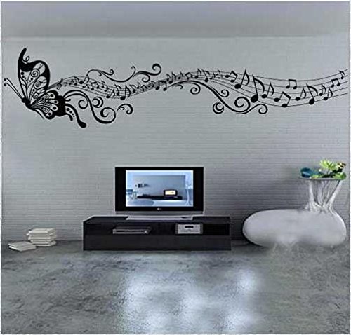Rainbow Fox 35cm * 160cm Elegantes Musik Schmetterling Muster Vinyl Wandtattoos Kunst Wandaufkleber (Music Butterfly-back) - 2