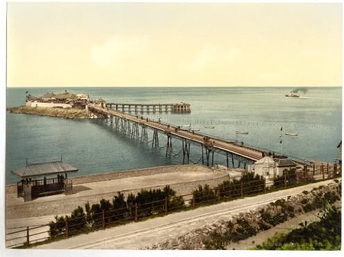 Victorian View of the Pier, Weston Super Mare, Somerset, England, Large A3 size 41 by 28 cm Canvas Textured Fine Art Paper Photo Print