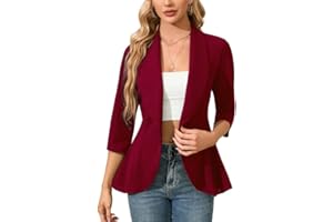 Clearlove Blazer de jersey de negocios para mujer, elegante, deportivo, entallado, manga 3/4, falda para mujer