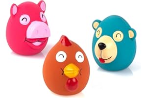 Chiwava 3er Pack 2,6 Zoll Quietschen Latex Hundespielzeug Niedliche Tiere Gesicht Interaktives Spiel für kleine Hunde