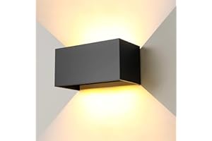 ENCOFT 24W Applique da Esterno Interno COB LED Lampada da Esterno a Parete IP65 Impermeabile 3000K in Alluminio Applique da Parete Moderno per Balcone Giardino Nero