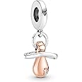 LaMenars Charm Cute Robot Fluorescent Ghost Golden Clip True Friends Hangtag for Bracelets and Necklaces 925 Sterling Silver Bead Women Charms Mother's Day Birthday Anniversary Jewelry for Girls Wife